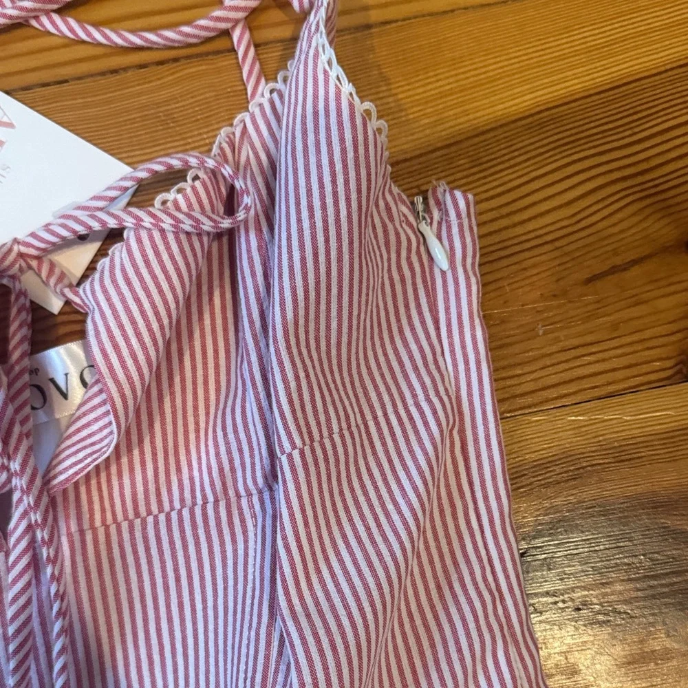 NWT ABOVO Pink Striped Dress with Tie Straps and keyhole - Picture 3 of 9